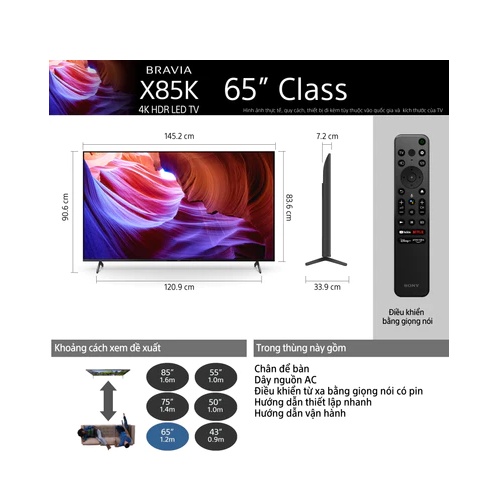 Google Tivi Sony 4K 65 inch KD-65X85K - Miễn Phí Lắp Đặt