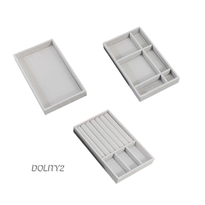 [Dolity2] Set 3 Khay Trưng Bày Trang Sức / Đồng Hồ / Ngăn Kéo Bằng Vải Flannel Cho Nữ