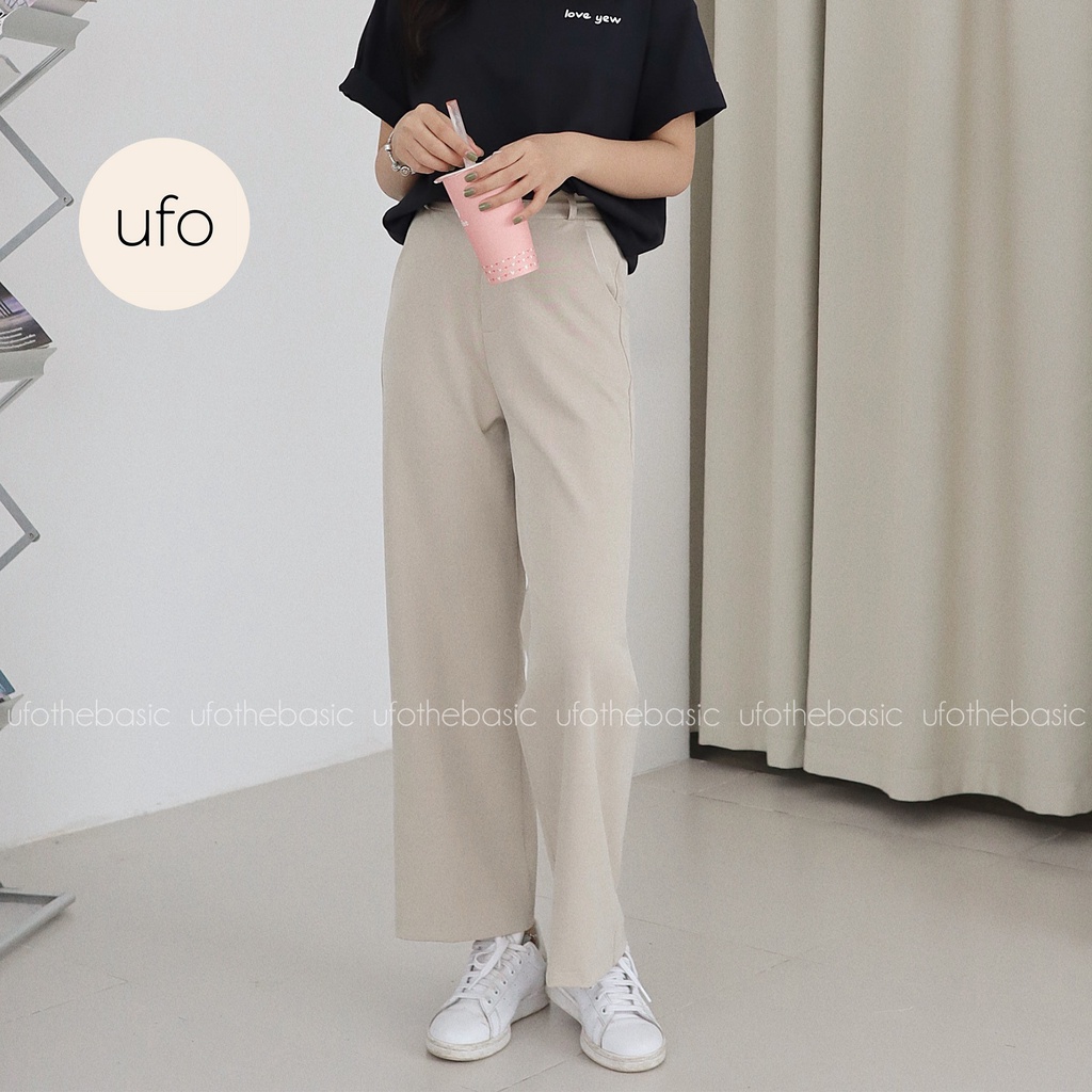 Quần ống rộng vải thô lụa – Straight Trousers – ufo.thebasic