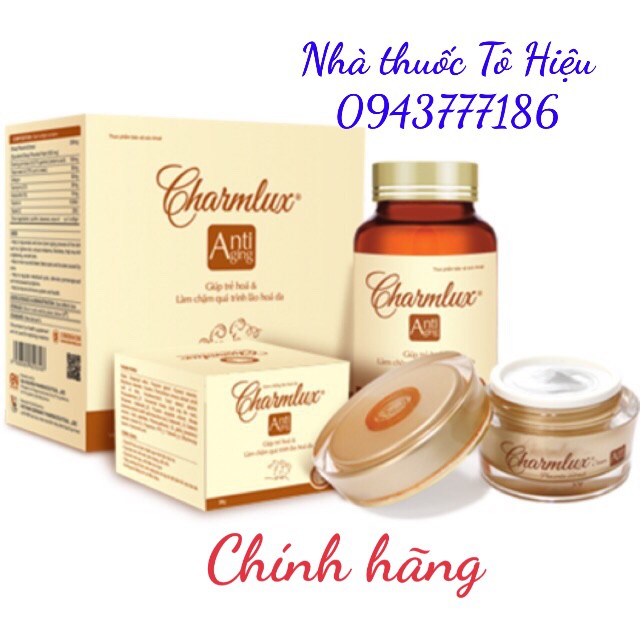 Viên uống nhau thai cừu Charmlux Antiging lọ 60 viên + kem chống lão hoá Chảmlux (Chính hãng)- giữ mãi nét xuân