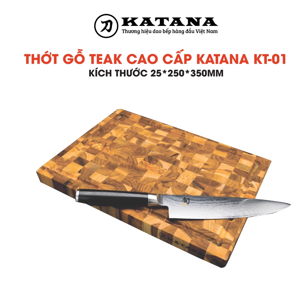 Thớt gỗ Teak KATANA hình chữ nhật KT01 250x350x25mm