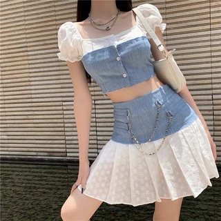 Set Ulzzang Suzzie croptop + chân váy cá tính