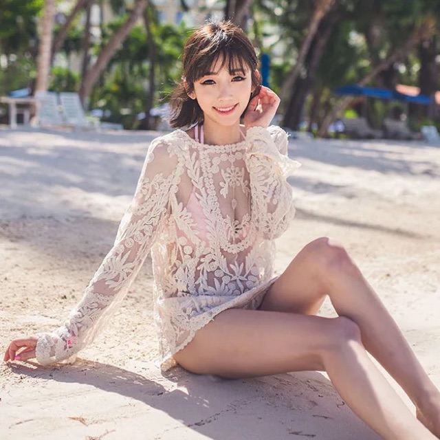 Kimstore_bikini: Áo khoác đi biển (trắng/ kem/ đen) kèm ảnh thật