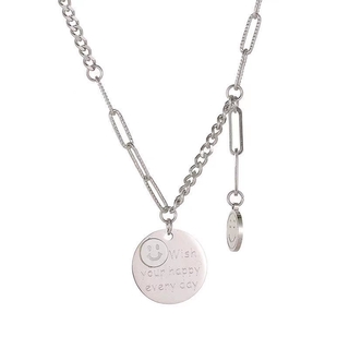 Vòng cổ thép titan hình mặt cười phong cách Hàn Quốc dễ thương