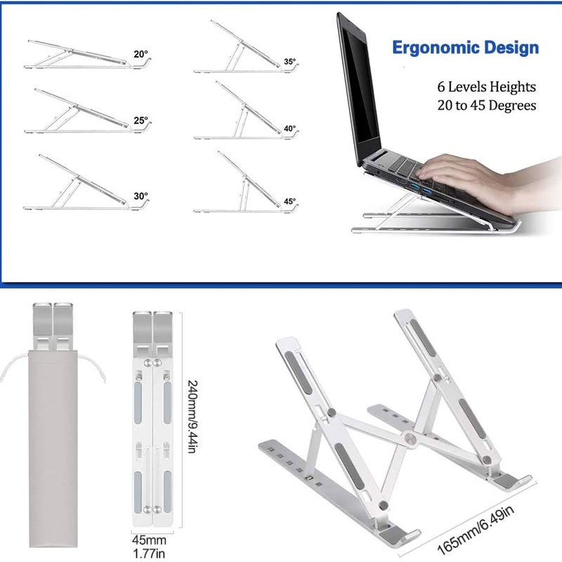 Giá đỡ laptop KCO B553 bằng nhôm có thể gấp gọn điều chỉnh được tiện dụng cho laptop 7-15.6 inch