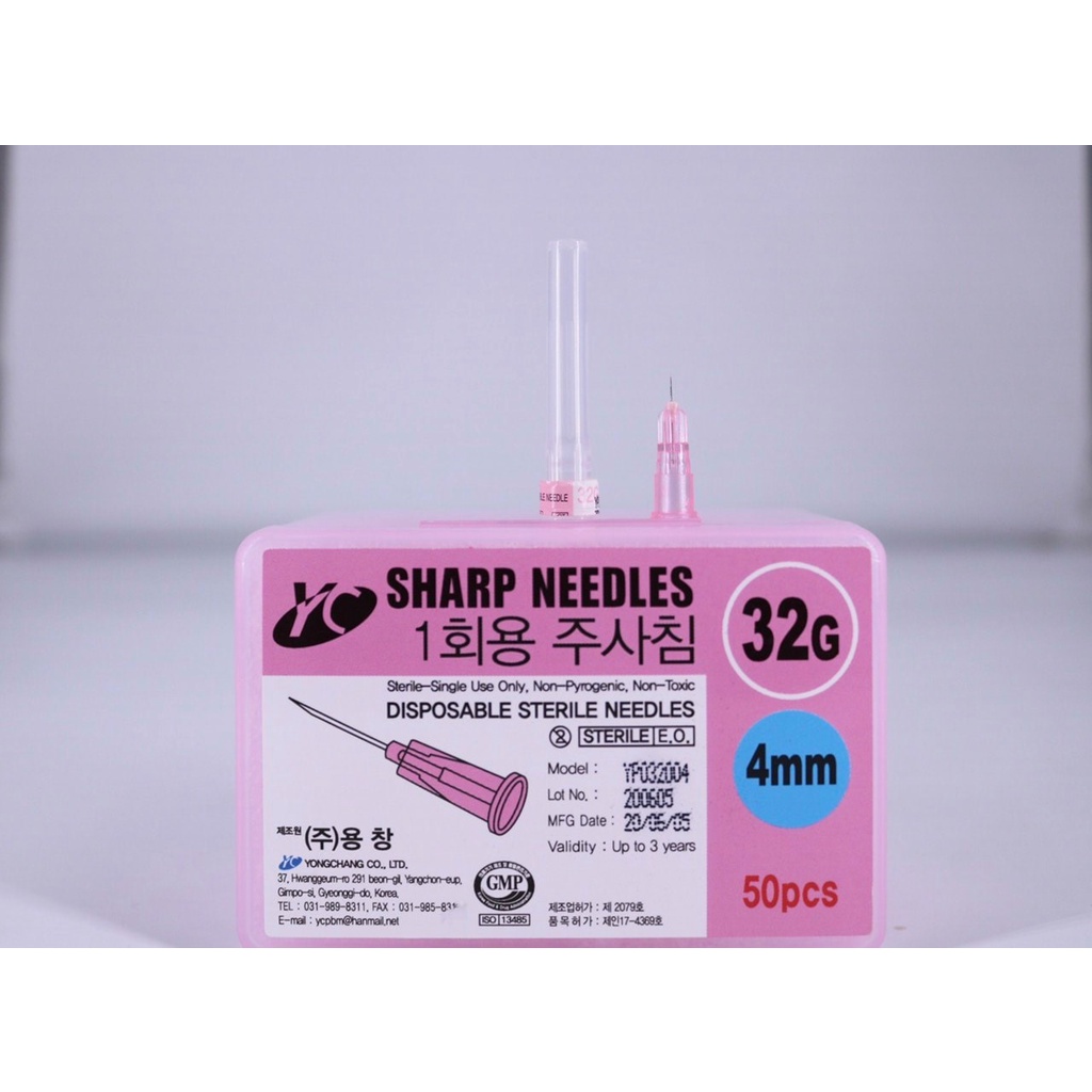 Sharp Mesotherapy Needles - Hộp 50 Đầu kim tiêm meso 27G 30G 31G 32G 33G 34G đủ size 4mm 6mm 8mm 13mm Hàn Quốc