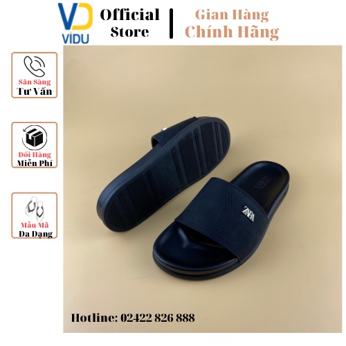 Dép nam thời trang ZARA ViDu 21107  màu đen đính logo êm chân chống thấm nước