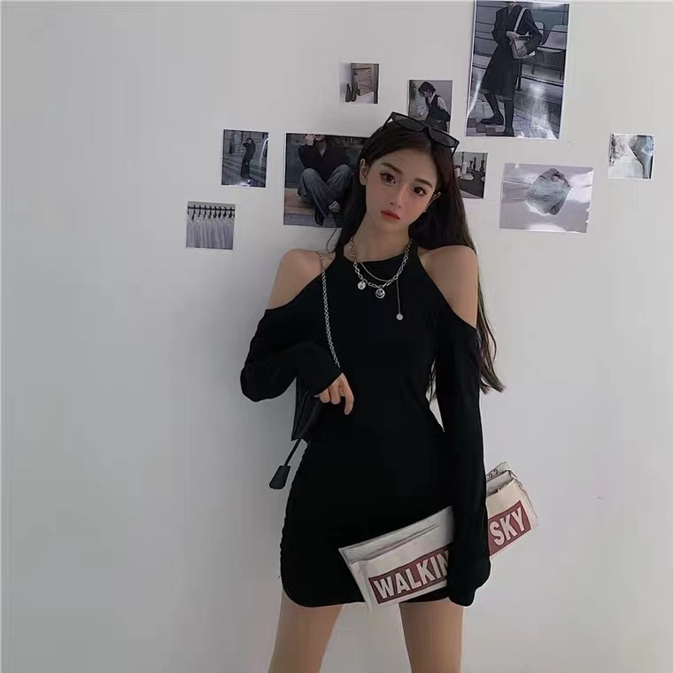 Đầm Perty tay dài dáng ôm gợi cảm thời trang Hàn Quốc cho nữ