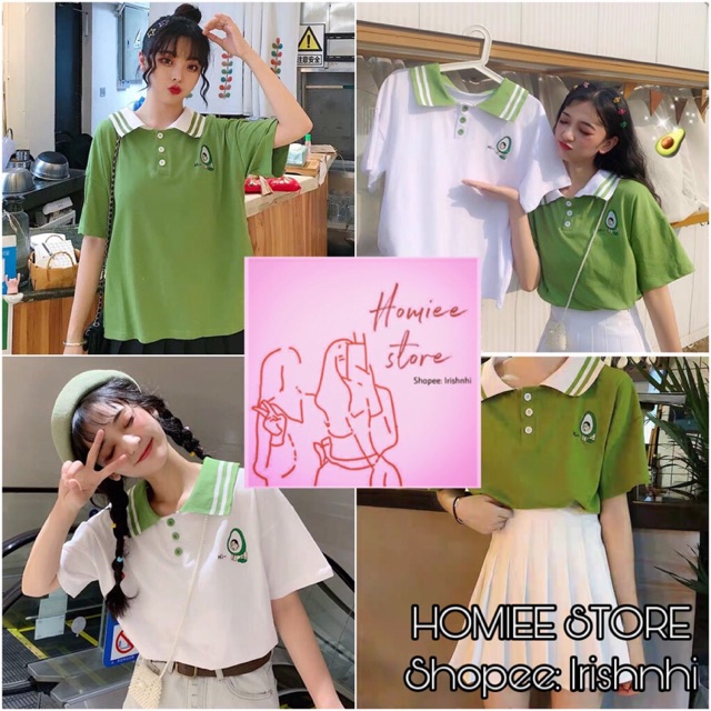 ÁO THUN POLO ULZZANG AVOCADO QUẢ BƠ - DƯỚI 7Okg - CAM KẾT HÀNG DÀY DẶN