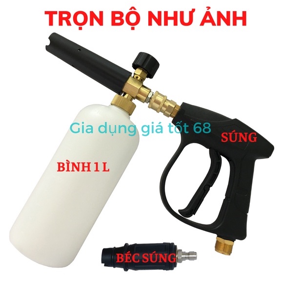 Súng rửa xe và bình phun bọt tuyết 1L cao cấp cho máy rửa xe áp lưc cao