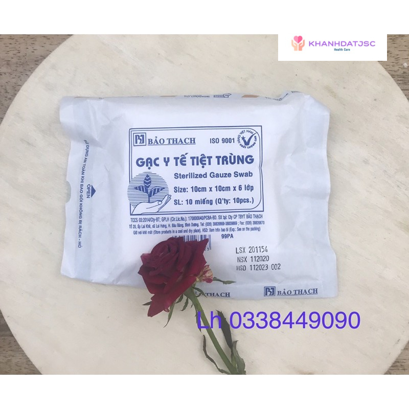 Gạc y tế tiệt trùng Bảo Thạch 10x10cm