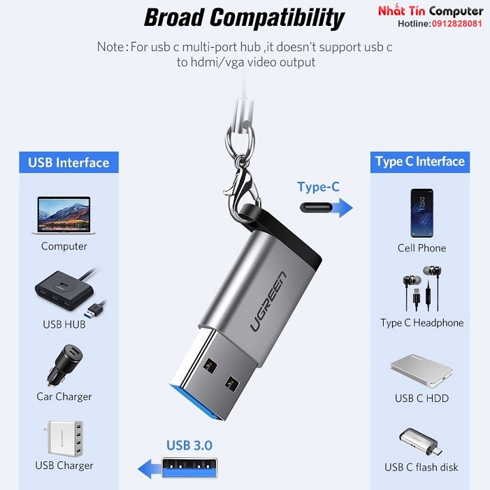 Đầu chuyển USB 3.0 to USB Type-C chính hãng Ugreen 50533 cao cấp | BigBuy360 - bigbuy360.vn