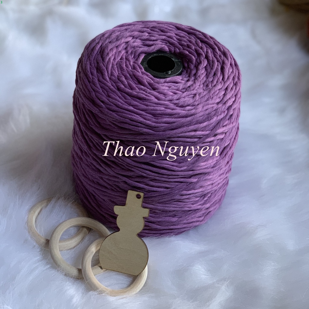 Dây thừng đan macrame, dây cotton. Màu Tím Lavender