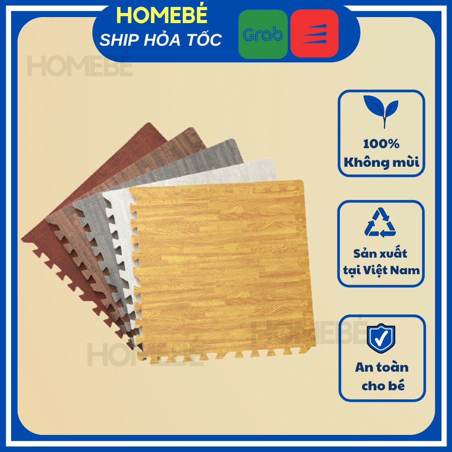 Set 12 Tấm Thảm Xốp Vân Gỗ 60x60cm - Xốp Ghép Trải Sàn Cho Bé Chơi An Toàn