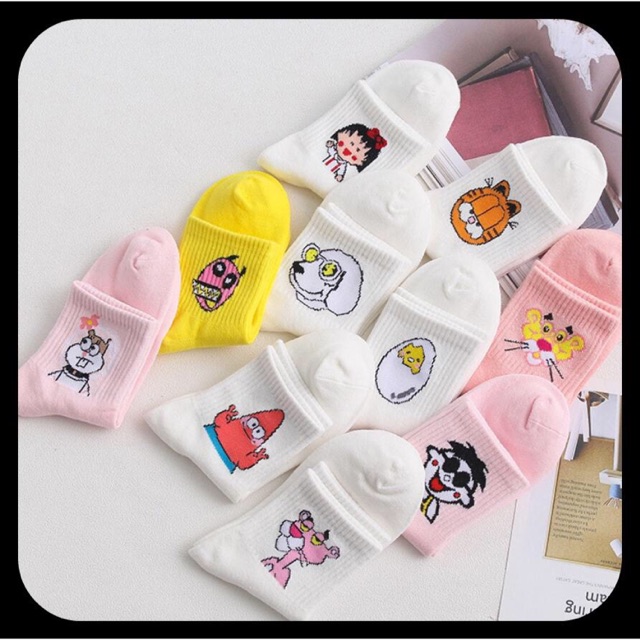 [Nhiều hình] Tất cổ nhỡ hình thù cực đáng yêu - Tất cotton đi cực êm chân - Vớ xinh giá rẻ cho cả nam nữ