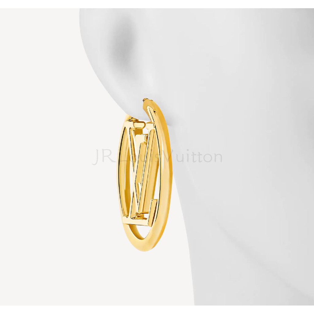 Set 2 khuyên tai hình logo nhãn hiệu thời trang Louis Vuitton sang trọng
