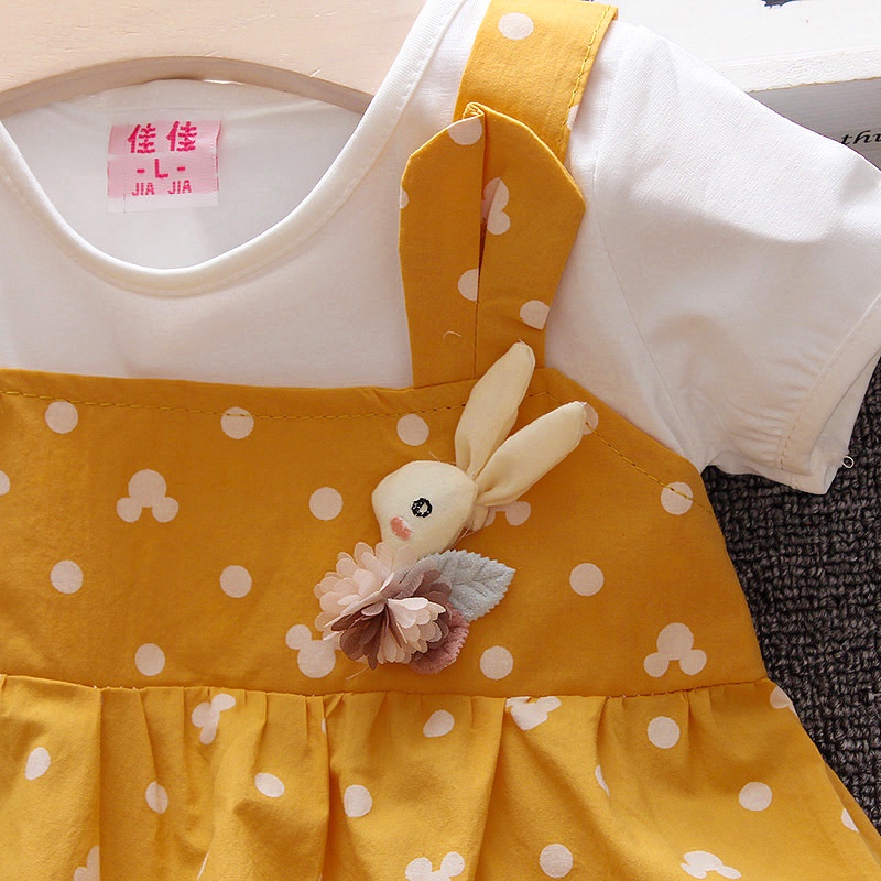 RẺ ĐẸP Váy đầm yếm tai thỏ dễ thương cho bé yêu từ sơ sinh đến 12kg, chất cotton xuất dư thấm hút mồ hôi V8