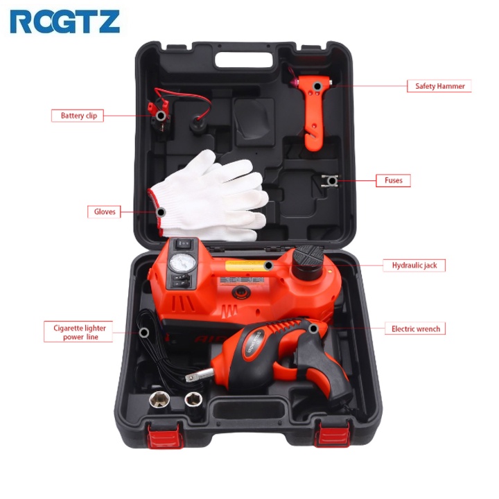Bộ nâng kích gầm điện, máy bơm lốp và máy siết ốc ô tô 3 trong 1 thương hiệu ROGTZ TY-003 - Hành Chính Hãng