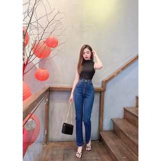 Quần jean cạp cao ống đứng
