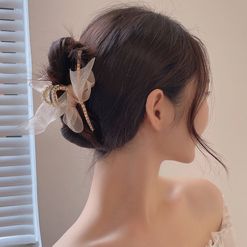 Kẹp Tóc Kim Loại Phối Nơ Phong Cách Hàn Quốc Thời Trang Cho Nữ