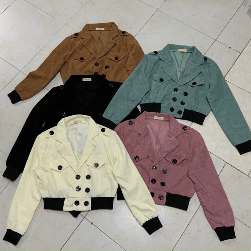 áo khoác nhung gân phối cúc (from ngắn) | BigBuy360 - bigbuy360.vn