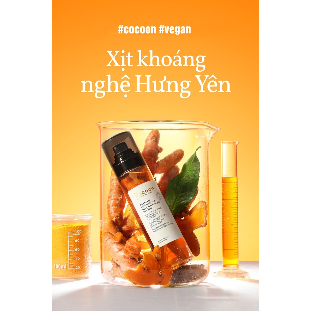 Xịt khoáng nghệ Hưng Yên Cocoon giúp sáng da cấp ẩm và ngăn ngừa oxy hóa 130ml