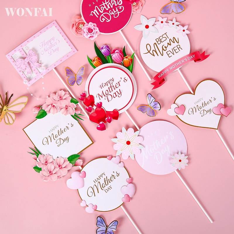 Que Cắm Trang Trí Bánh Chữ Happy Mothers Day Xinh Xắn