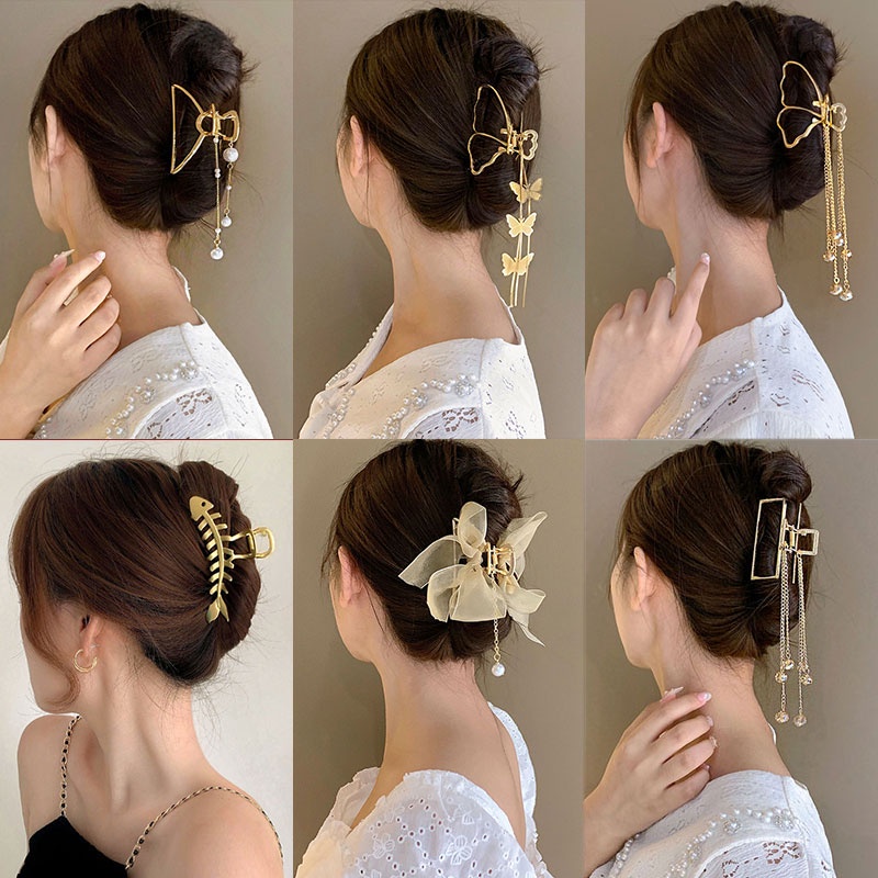 Kẹp tóc càng cua kim loại đính đá nhiều mẫu tùy chọn thời trang dành cho nữ