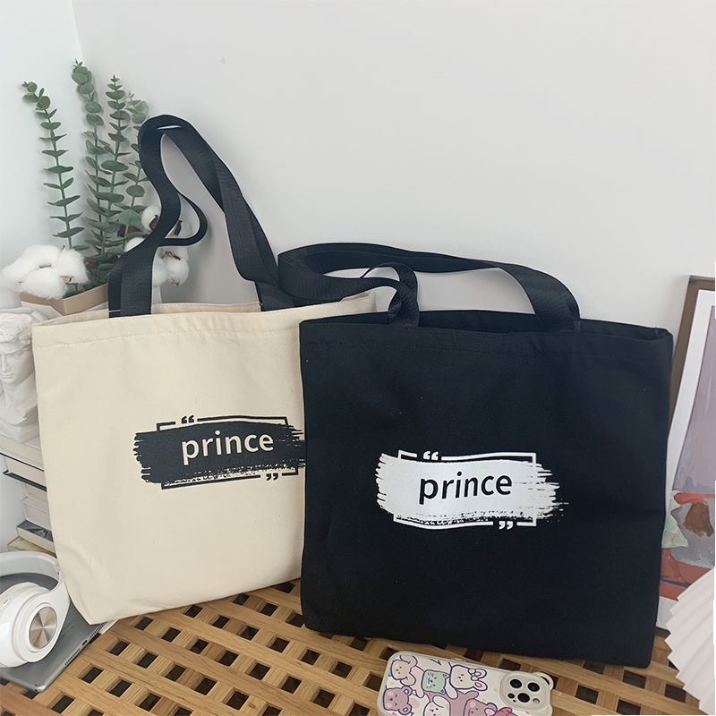 Túi Xách Canvas Cỡ Lớn In Chữ Thời Trang Hàn Quốc Cho Nữ
