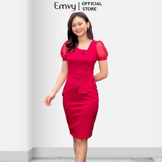 Đầm body công sở , dáng ôm nhẹ, xẻ vạt sau lịch sự chất liệu umi cao cấp Emvy K61