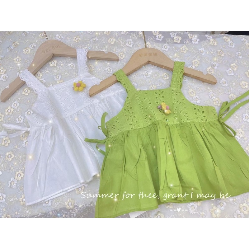 Áo 2 dây thô kèm tag hoa cho bé gái cực xinh thời trang mùa hè - Hàng QCCC
