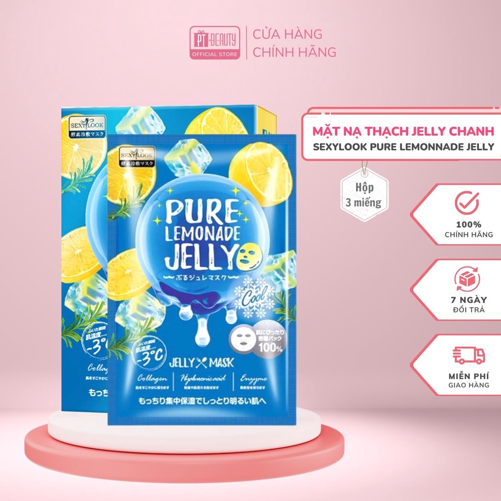 Mặt nạ thạch jelly chanh SEXYLOOK Pure Lemonnade Jelly Mask cấp ẩm làm mát hộp 3 miếng x 38ml