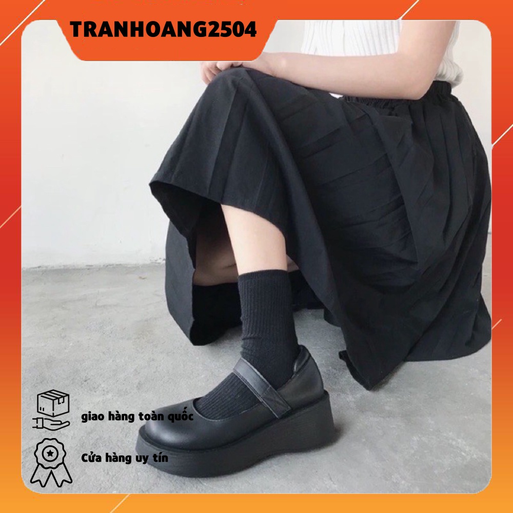Giày Mary Janes đế bằng quai dán cao 5cm (ảnh thật shop chụp)