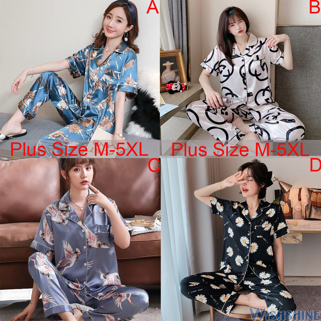 Bộ Đồ Ngủ Lụa Satin Plus Size M-5XL Dành Cho Nữ