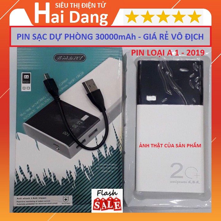 Pin Sạc Dự Phòng, Pin Sạc Dung Lượng 30000mAh Màn LED có đèn Pin