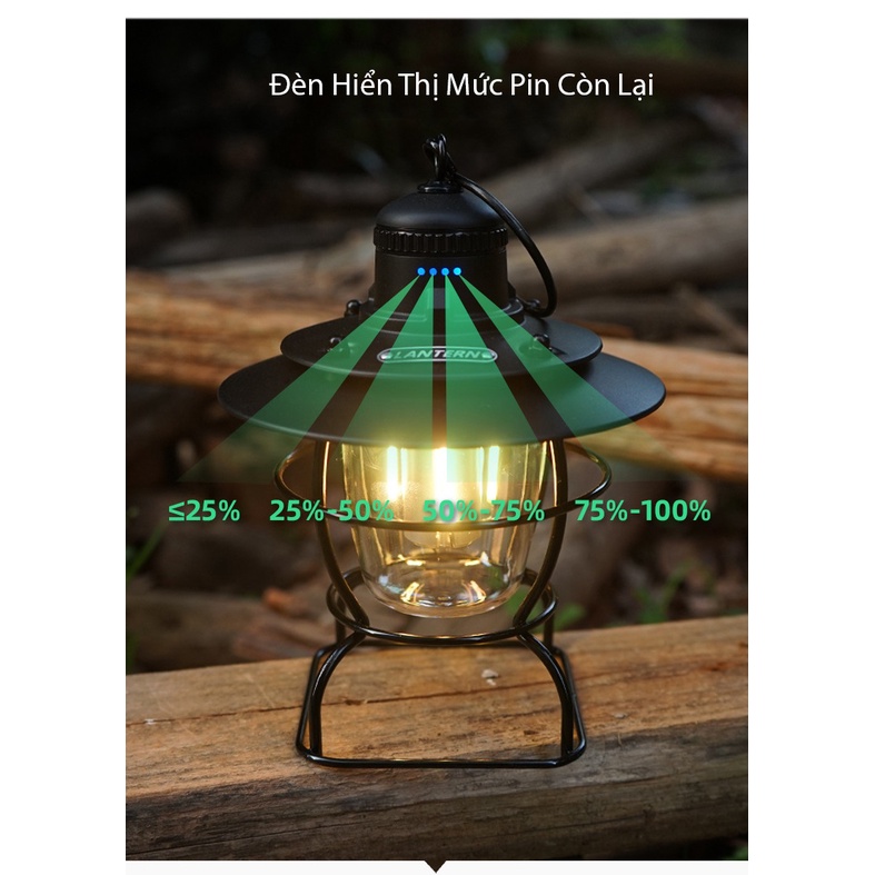 Đèn bão, đèn led camping cắm trại kết hợp trang trí 3 chế độ sáng.