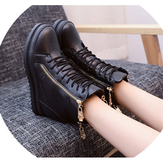 Giay boot nữ cổ cao cá tính B042D màu đen | BigBuy360 - bigbuy360.vn