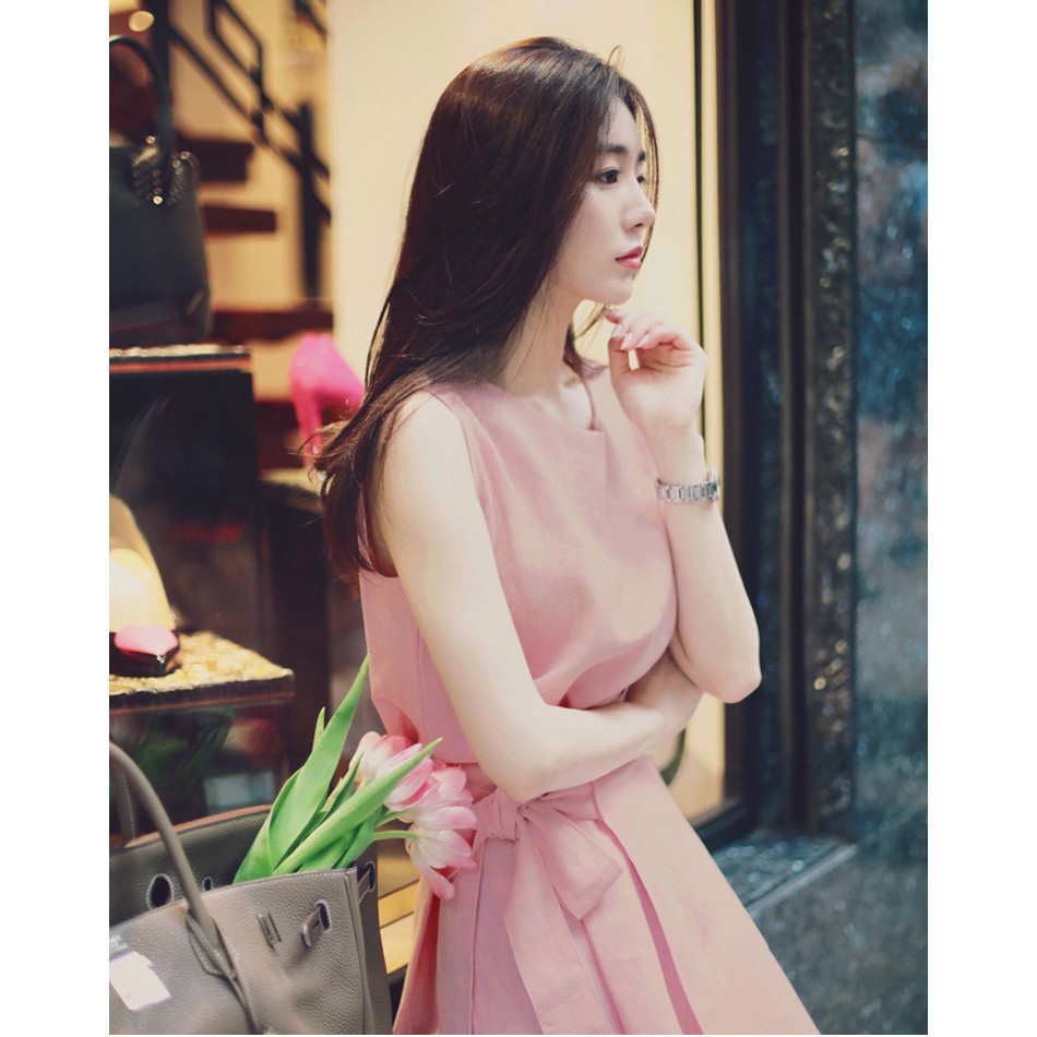 Đầm Sát Nách Chất Cotton Phối Nơ Nữ Tính | BigBuy360 - bigbuy360.vn