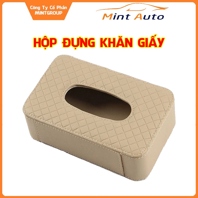 Hộp đựng giấy ăn, hộp đựng khăn giấy trên ô tô bằng da sang trọng - lịch sự