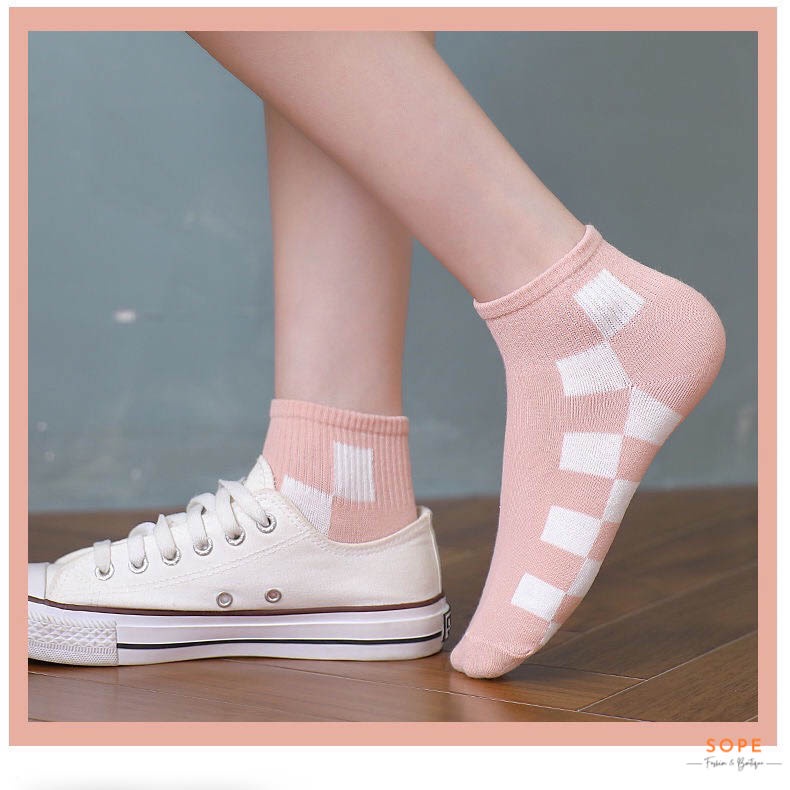 Tất cổ ngắn nữ nam chất liệu cotton co giãn bốn chiều, thoáng khí chống hôi chân - Sope Shop