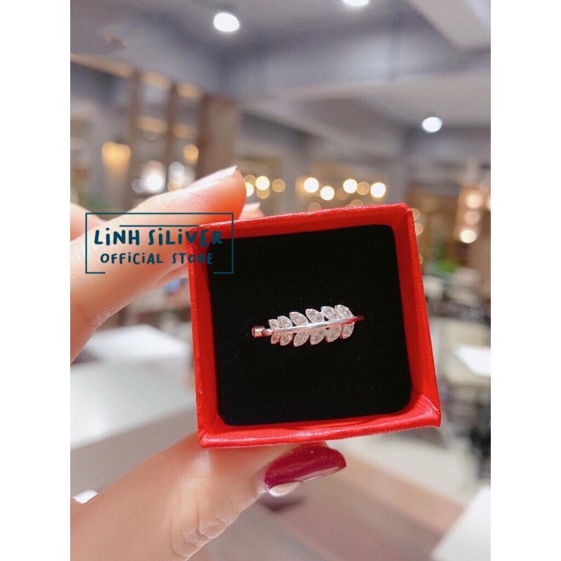 Nhẫn lá bạc ta cho bạn nữ - Nhẫn hở free size