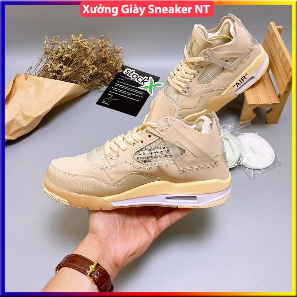 Giày air Jordan 4 màu kem Full box, Giày thể thao JD4 nam nữ siêu hot Fullboxbill+ tặng dây