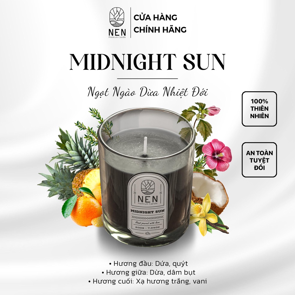 Nến Thơm NEN Midnight Sun - Ngọt Ngào Dừa Nhiệt Đới 210g (NS2-DE)