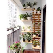 COMBO 1 bộ khung gỗ trang trí ban công, decor cây cảnh chung cư gỗ thông tự nhiên hai kích thước.
