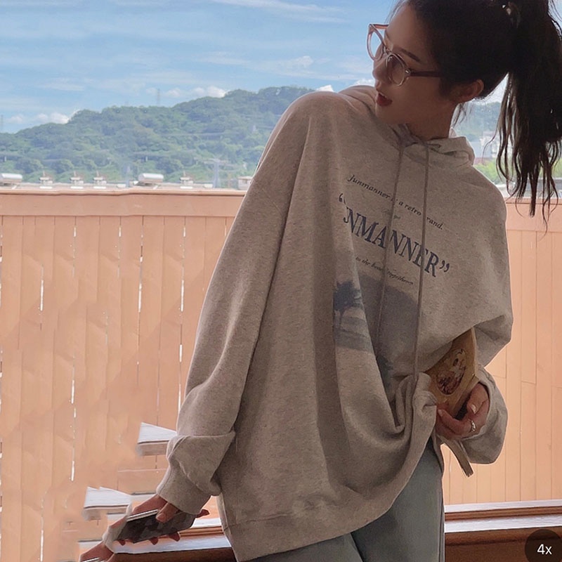 Áo hoodie IELGY in chữ phong cách retro thời trang dành cho nữ