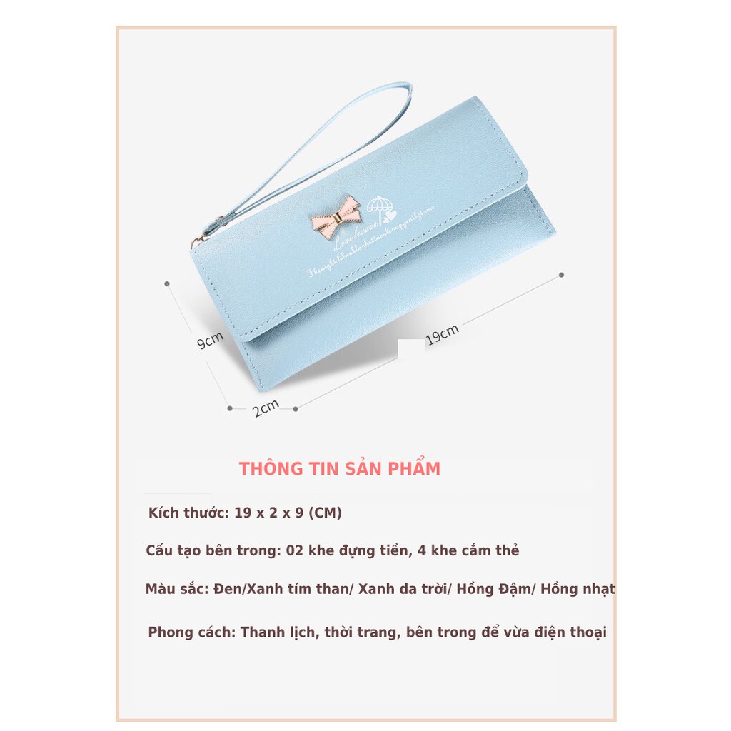 Ví nữ đẹp dài cầm tay ,thời trang nhiều ngăn đựng họa tiết nơ - FREE SHIP- Ví nữ cao cấp giá rẻ đựng tiền BL 41