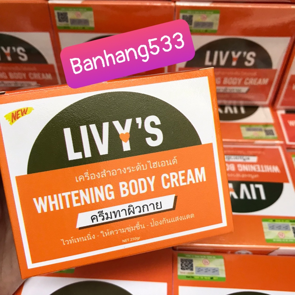 [Mới] Kem dưỡng trắng da Body Livy's Cam hương nước hoa siêu thấm nhanh