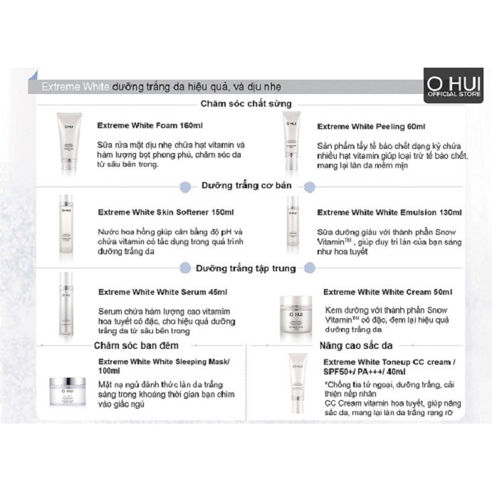 Bộ Dưỡng Trắng 5 Món OHUI Extreme White 5pcs 90ml | BigBuy360 - bigbuy360.vn