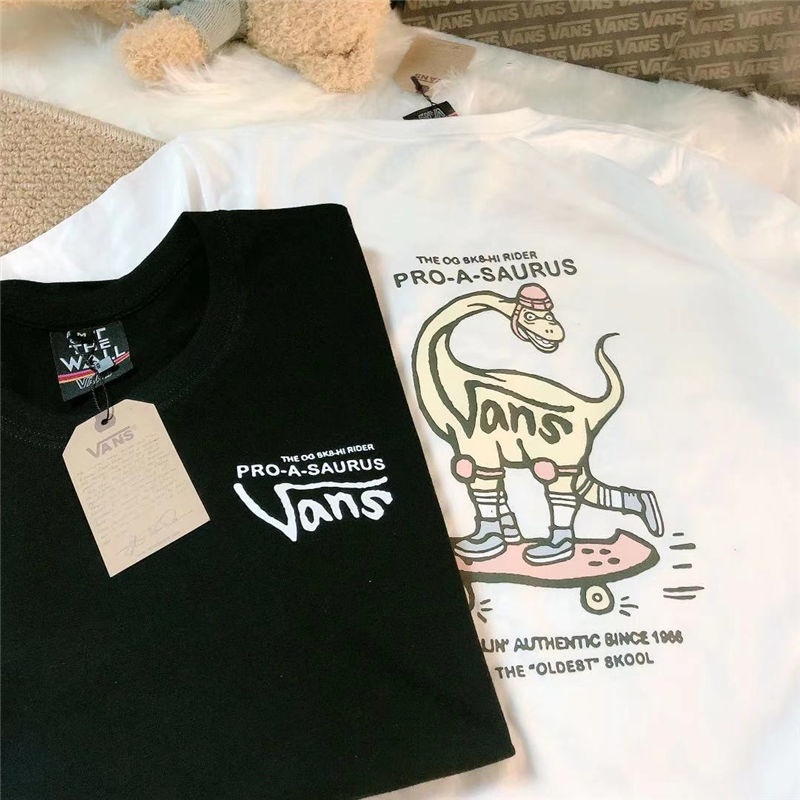 Áo Thun 100% Cotton Tay Ngắn Cổ Tròn Dáng Rộng In Logo VANS OFF Cá Tính Cho Nam Nữ