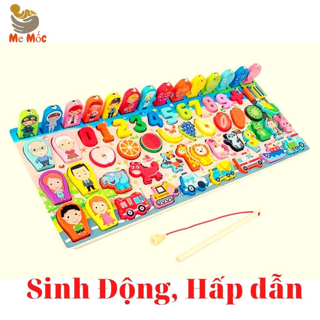 ▦Bộ Bảng Số Thông Minh,Đồ Chơi Câu Cá, Ghép Số, Hình Bằng Gỗ Cho Bé, Mẹ Mốc Shop